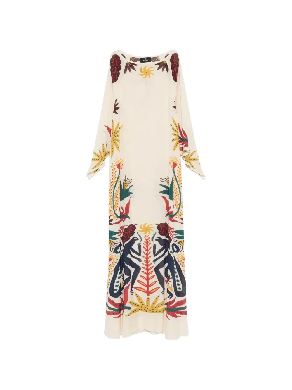 Длинное платье макси с принтом и длинными рукавами ETRO, бежевый