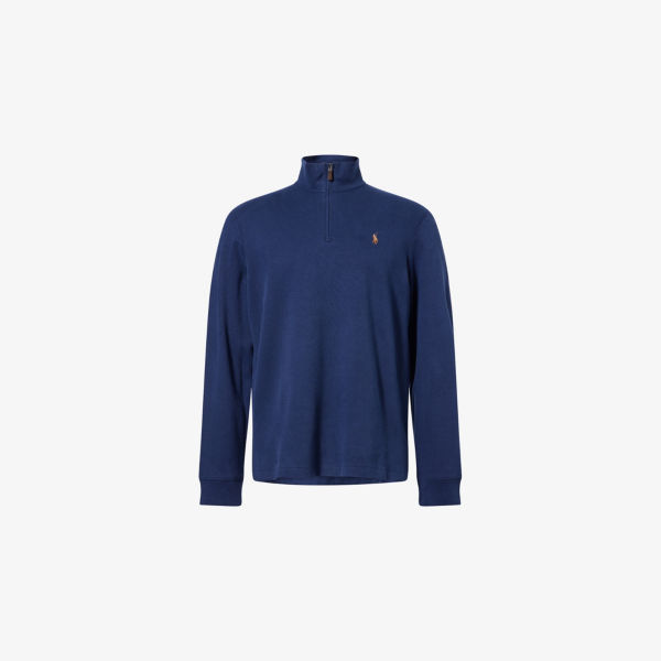 

Свитшот Polo Ralph Lauren из хлопкового джерси с вышитым логотипом с воротником на молнии, синий