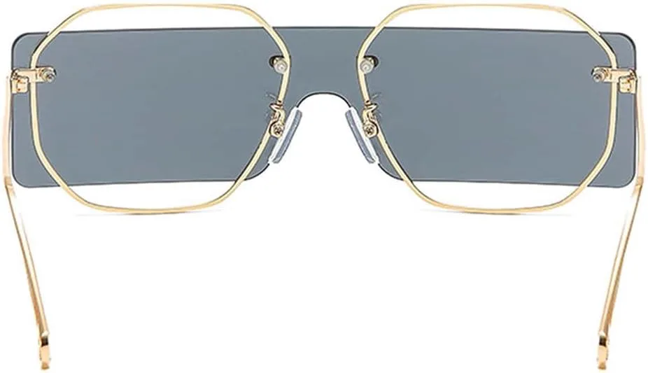 

Панк-солнцезащитные очки без оправы для женщин и мужчин, прямоугольные, роскошные, винтажные, летние, модные, классические, трендовые, стильные HVTVTLA, C4