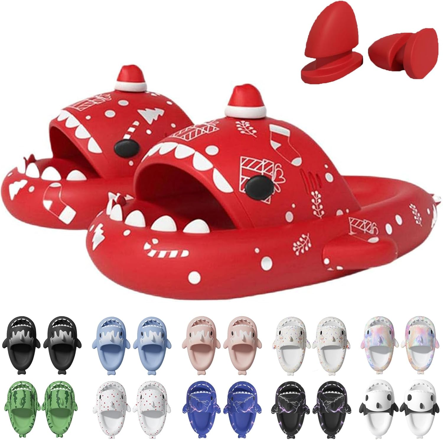 

Сланцы Jfxgjuv Ice Cream с акулой, сланцы с 3D забавными плавниками, унисекс сланцы с облаками и акулой, ЭВА сланцы с открытым носком для душа, бассейна, пляжа, красный