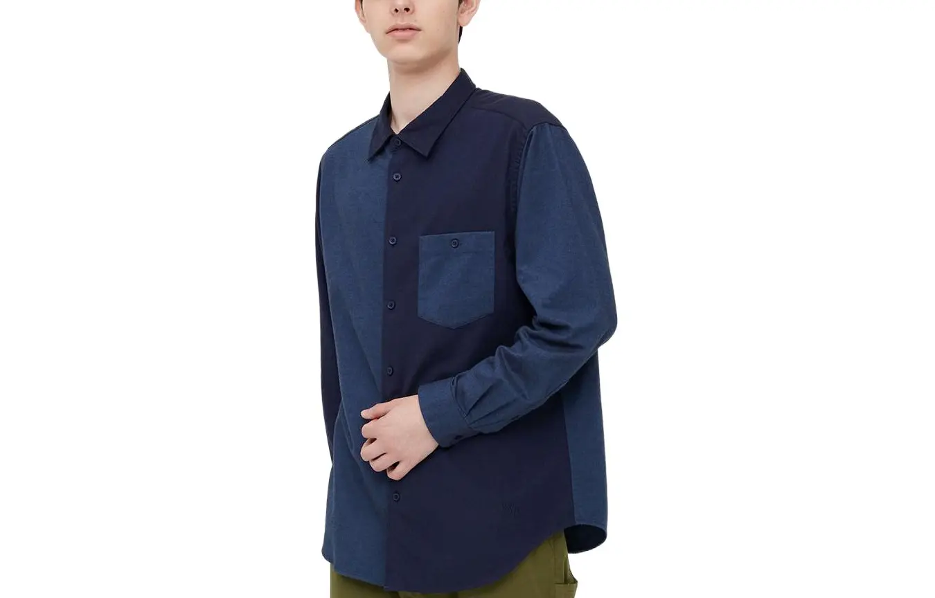 

Рубашка мужская темно-синяя Uniqlo, темно-синий