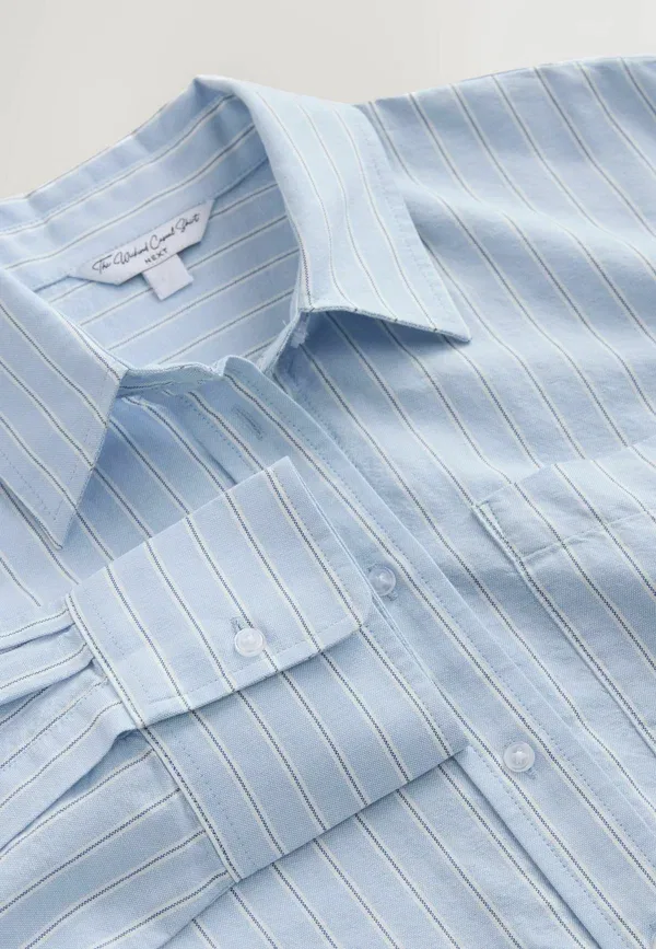 Рубашка Regular fit Relaxed Cotton Long Sleeve Shirt Next, сине-белая полоска — фото 2