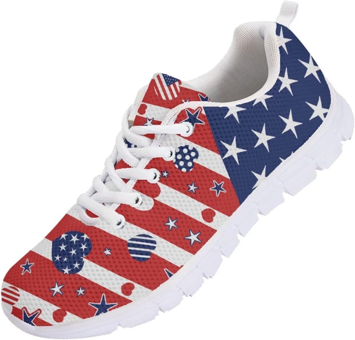 

Кроссовки с американским флагом и рисунком розы, легкие кеды для мужчин и женщин, для бега, прогулок и тенниса на 4 июля, День независимости Getelinseng, American Flag