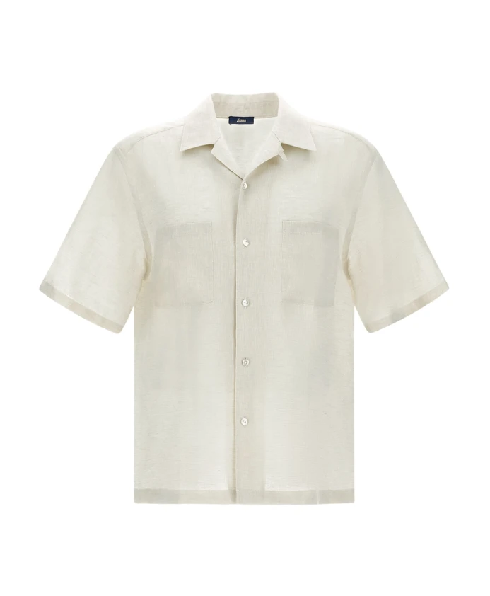 

Белая льняная рубашка для боулинга Herno, белый