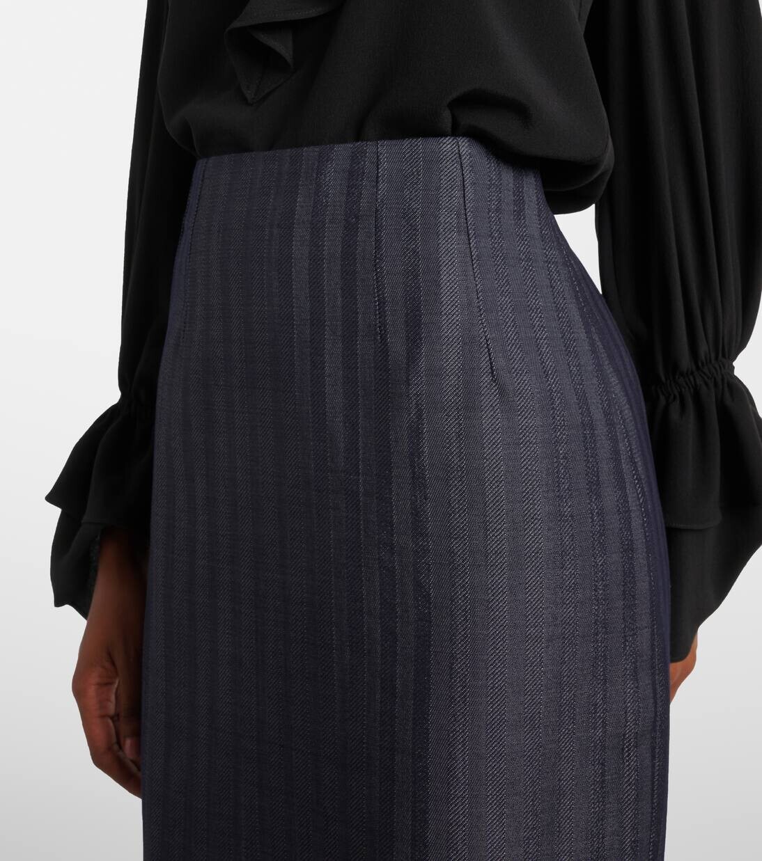 Юбка-карандаш из смесовой шерсти Etro, цвет dark blue — фото 4