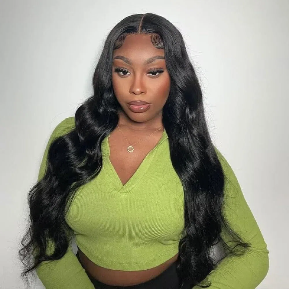 Женский парик из натуральных волос Wear and Go Glueless Wigs, предварительно выщипанный и подстриженный, волнистый, 26 дюймов Rebasar, Black — фото 2