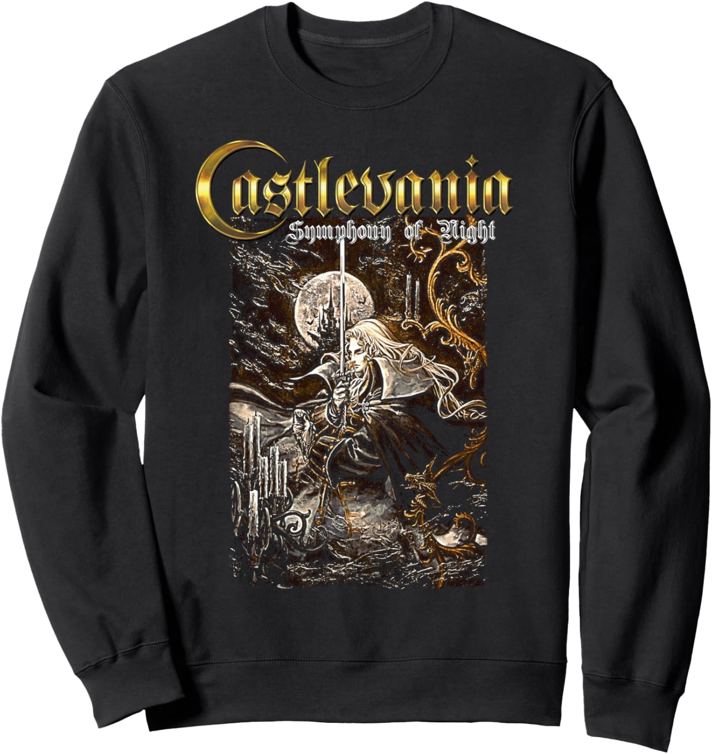 

Футболка с готической лунной ночью в стиле ретро для геймеров, с изображением коробки Castlevania Symphony, черная Konami Retro