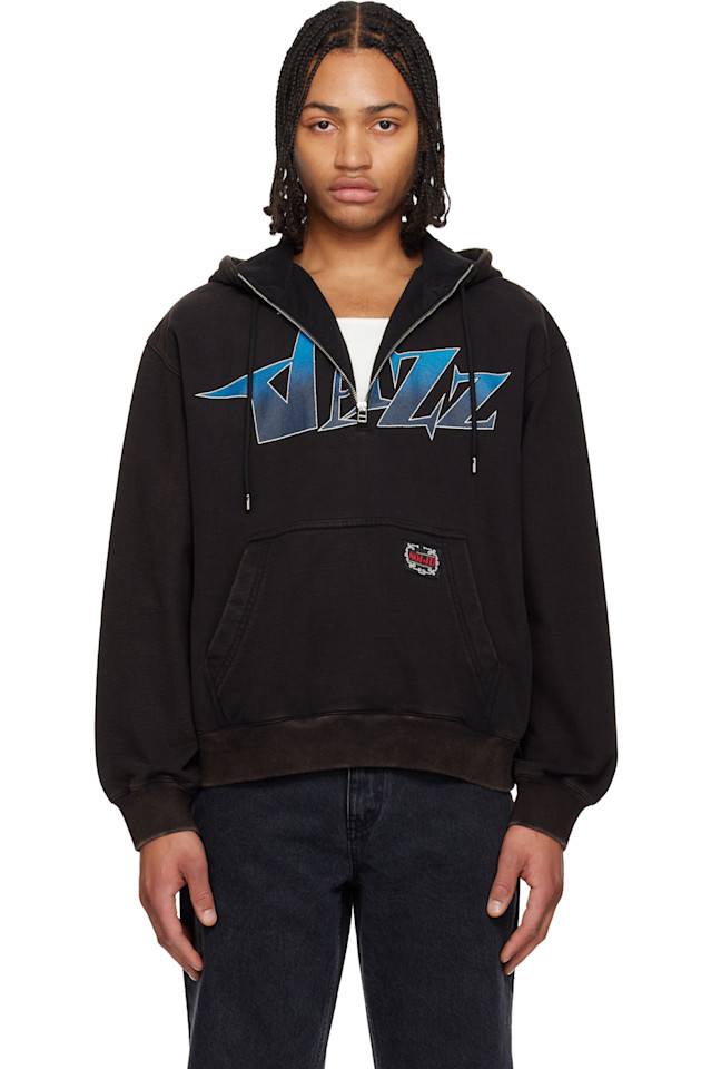 

Худи с полузастежкой-молнией и графическим принтом в джазовом стиле Solid Homme, черный