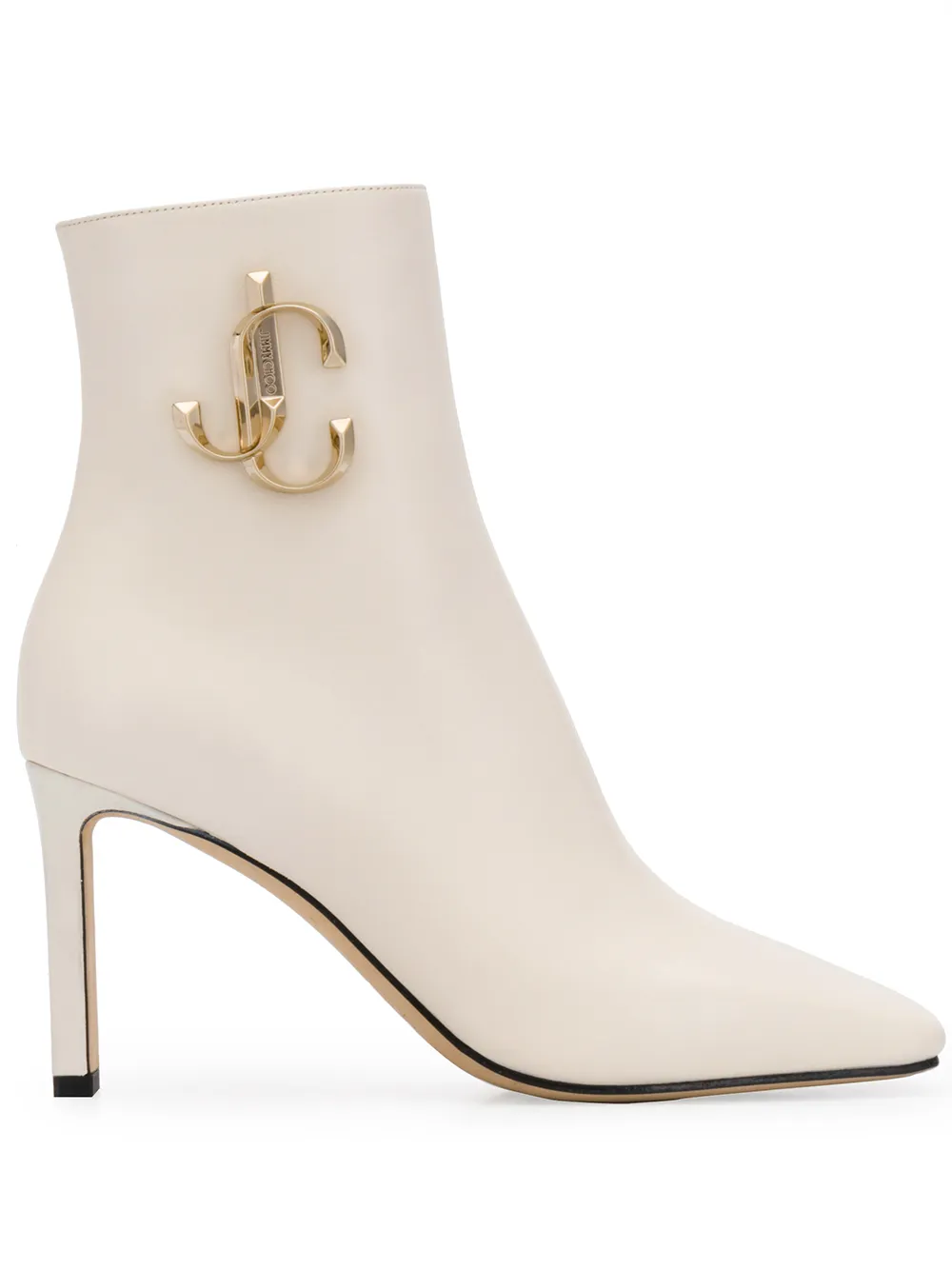 Ботильоны с металлическим логотипом JIMMY CHOO, белый