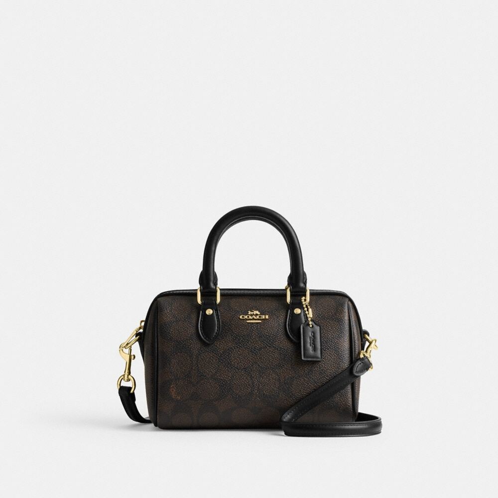 

Мини-сумка Rowan Crossbody COACH, золотой/коричневый/черный