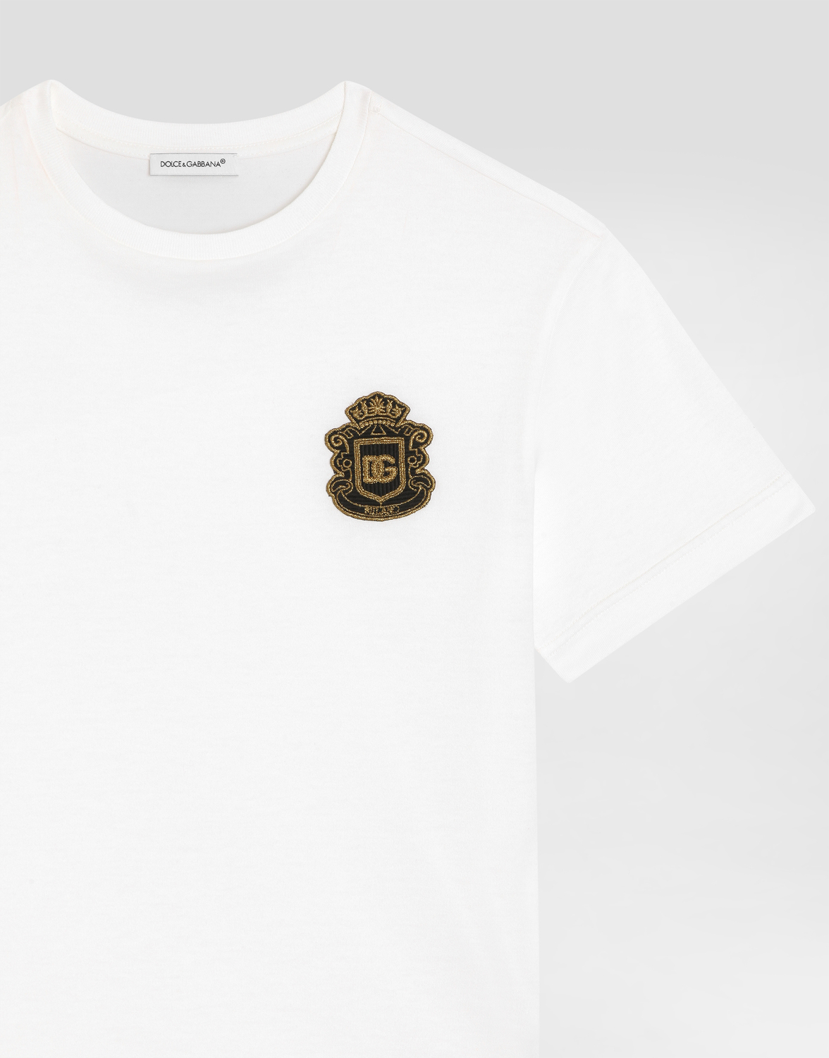 Футболка из джерси с геральдической нашивкой DG DOLCE & GABBANA, белый — фото 3