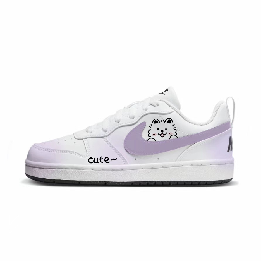 

Nike Court Borough Purple Mist Sam Low top Kids' Skateboarding Shoes White Teenagers