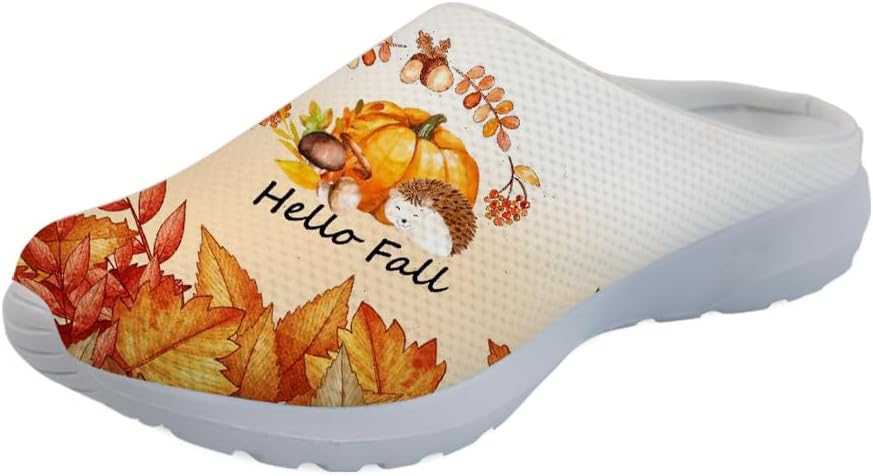 

GLENLCWE Унисекс сабо с принтом американского флага для мужчин и женщин, туфли-мюли, сабо на мягкой подошве, сетчатые тапочки для дома, пляжа и работы медсестрой, Fall Pumpkin