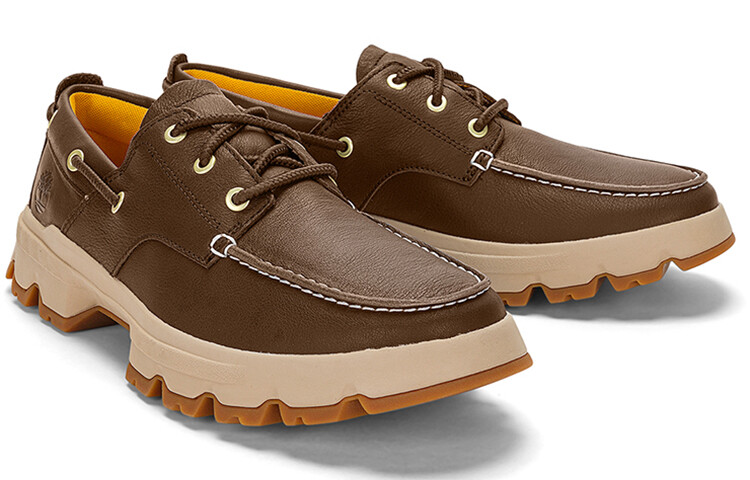 Мужские ботинки Timberland низкие на рифленой подошве, темно-коричневый — фото 4