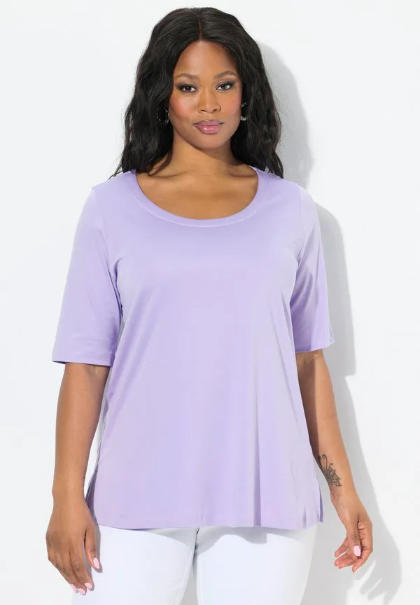 

Базовая футболка col rond Ulla Popken, Lavender, Розовый, Базовая футболка col rond Ulla Popken, Lavender