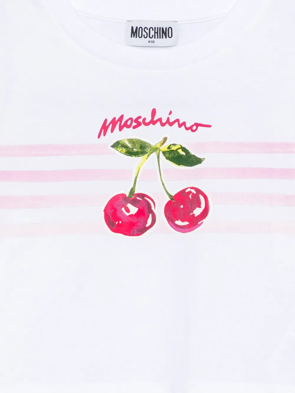 Футболка с принтом вишни Moschino Kids, белый — фото 3