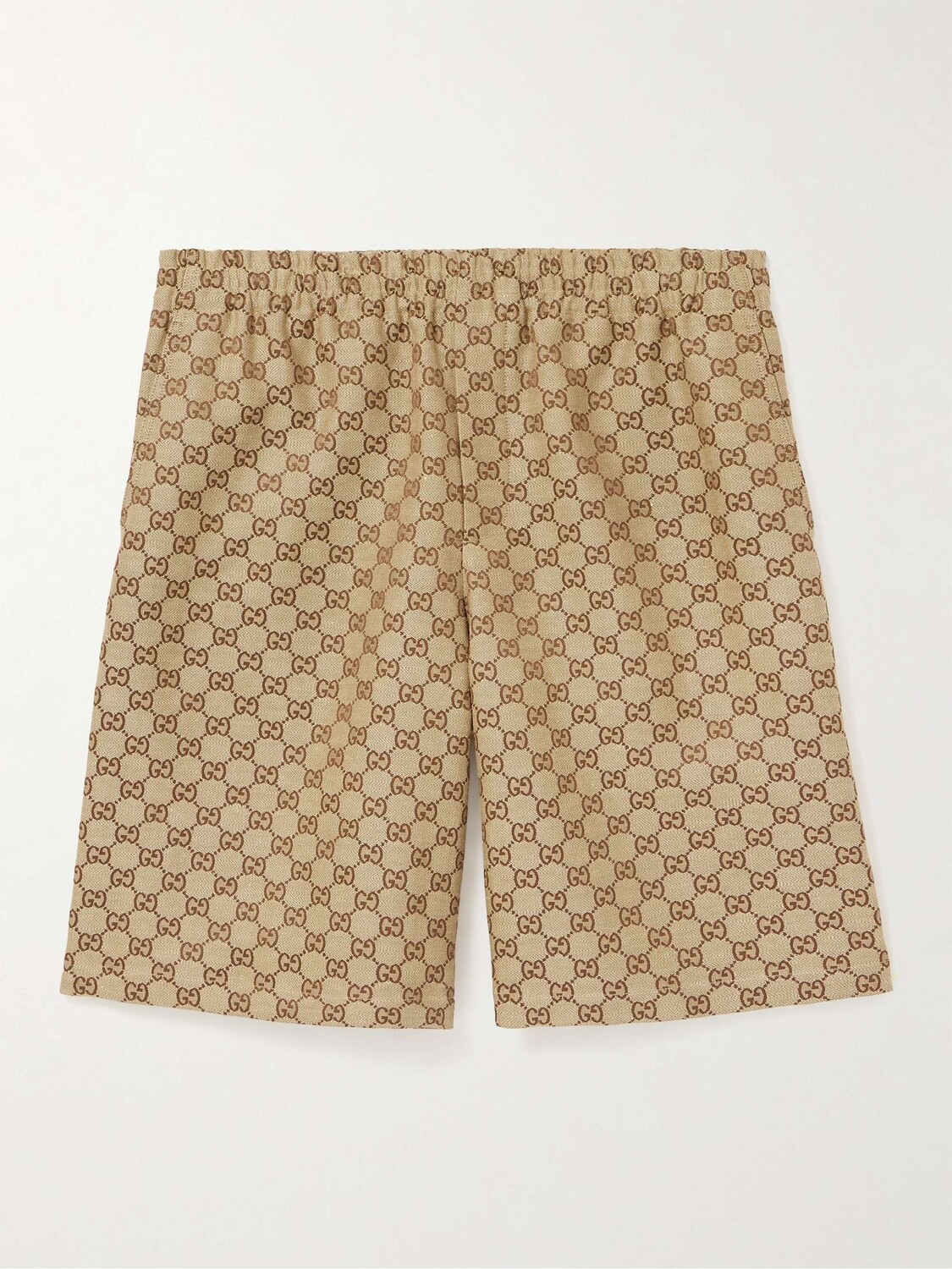 

Широкие шорты из смесового льна с монограммой GUCCI, коричневый