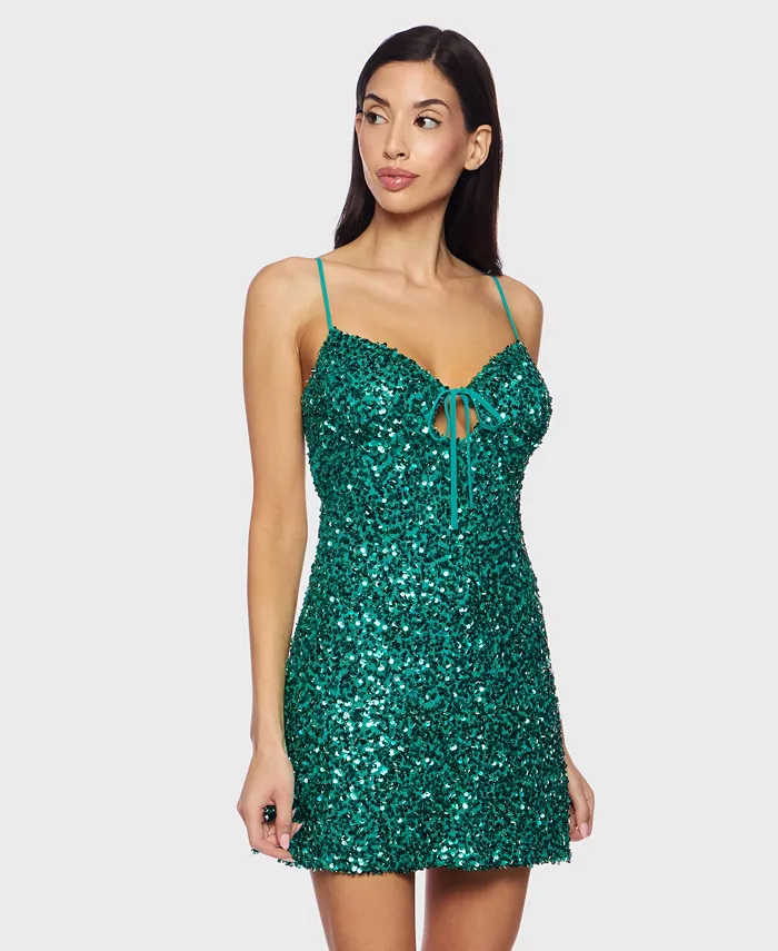 

Короткое платье с V-образным вырезом, расшитое пайетками, для юниоров Alex & Sophia, зеленый