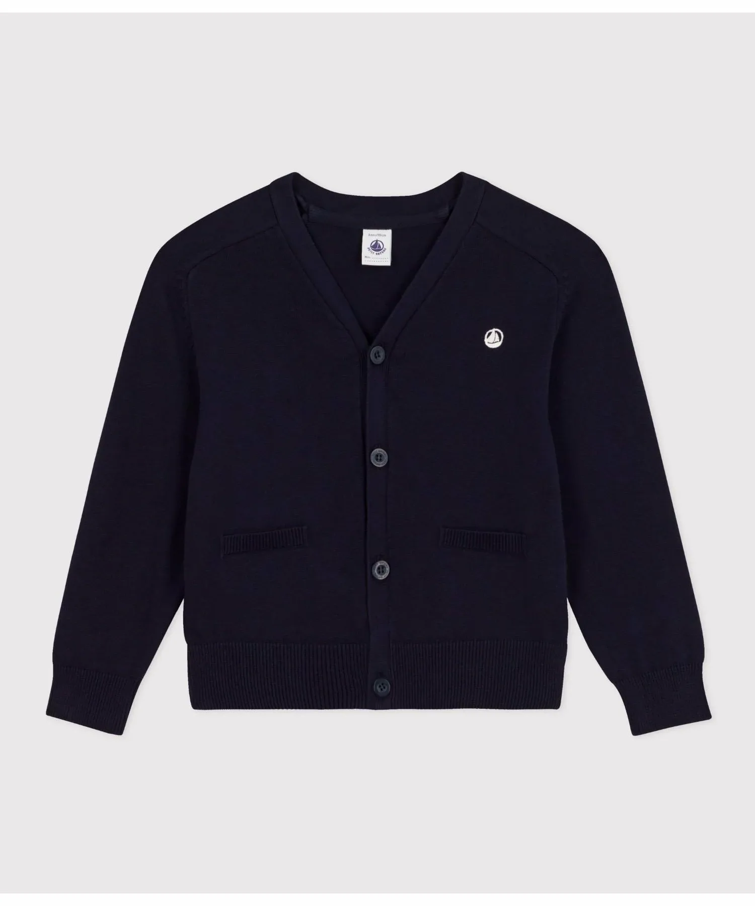 Хлопковый вязаный кардиган PETIT BATEAU, Navy — фото 4