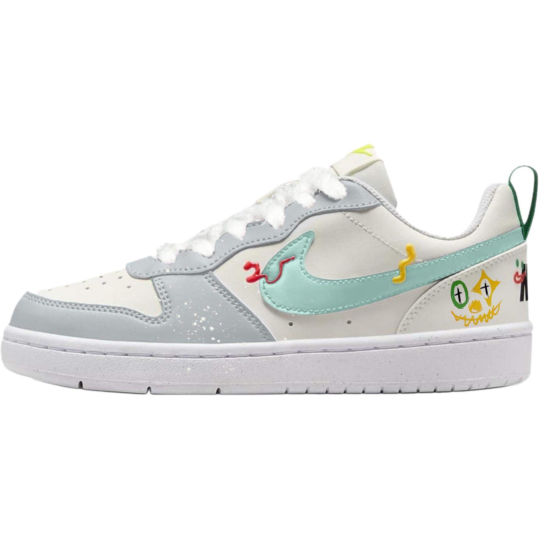 

Nike Кроссовки Court Borough Glow Of Fireflies с низким верхом, противоскользящие, для детей, для скейтбординга, белые, серые, для подростков