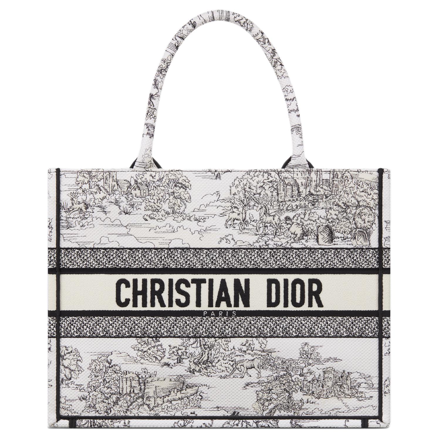 

Сумка-шоппер BookTote из хлопка, средний размер, женская, бело-черная DIOR