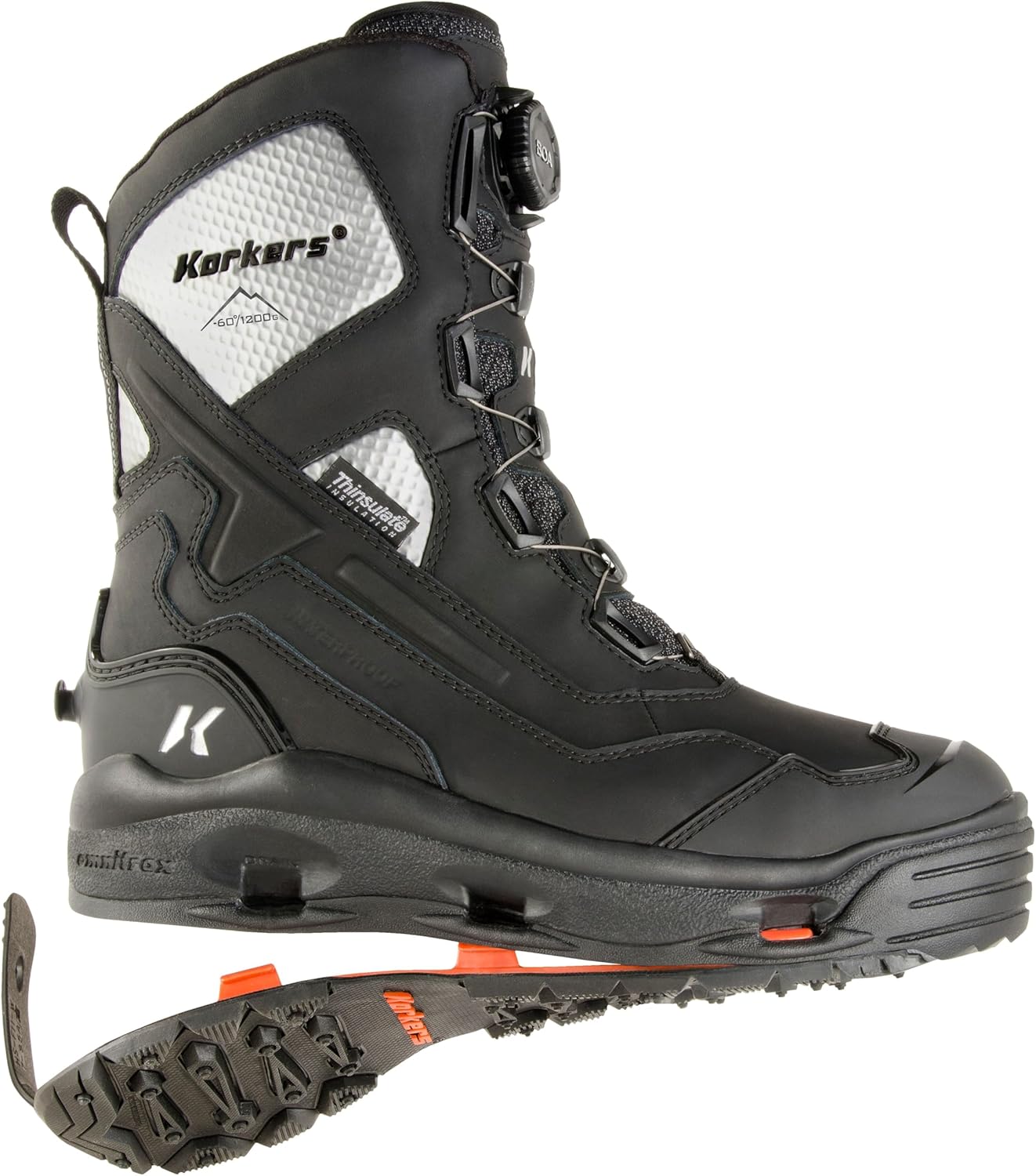 Мужские ботинки Korkers Polar Vortex с подошвой Snowtrac 1200 W, черный — фото 2