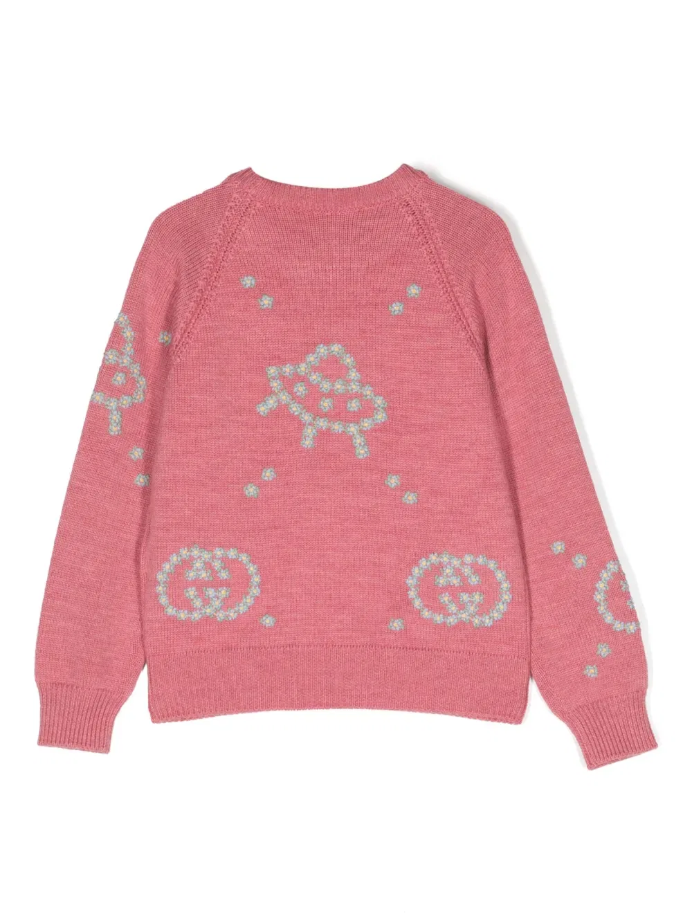 Шерстяной джемпер, связанный интарсией Gucci Kids, розовый — фото 2