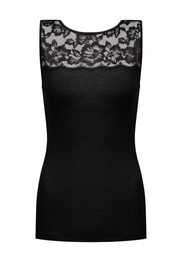

Майка из цветочного кружева широкие бретели Mey, черный