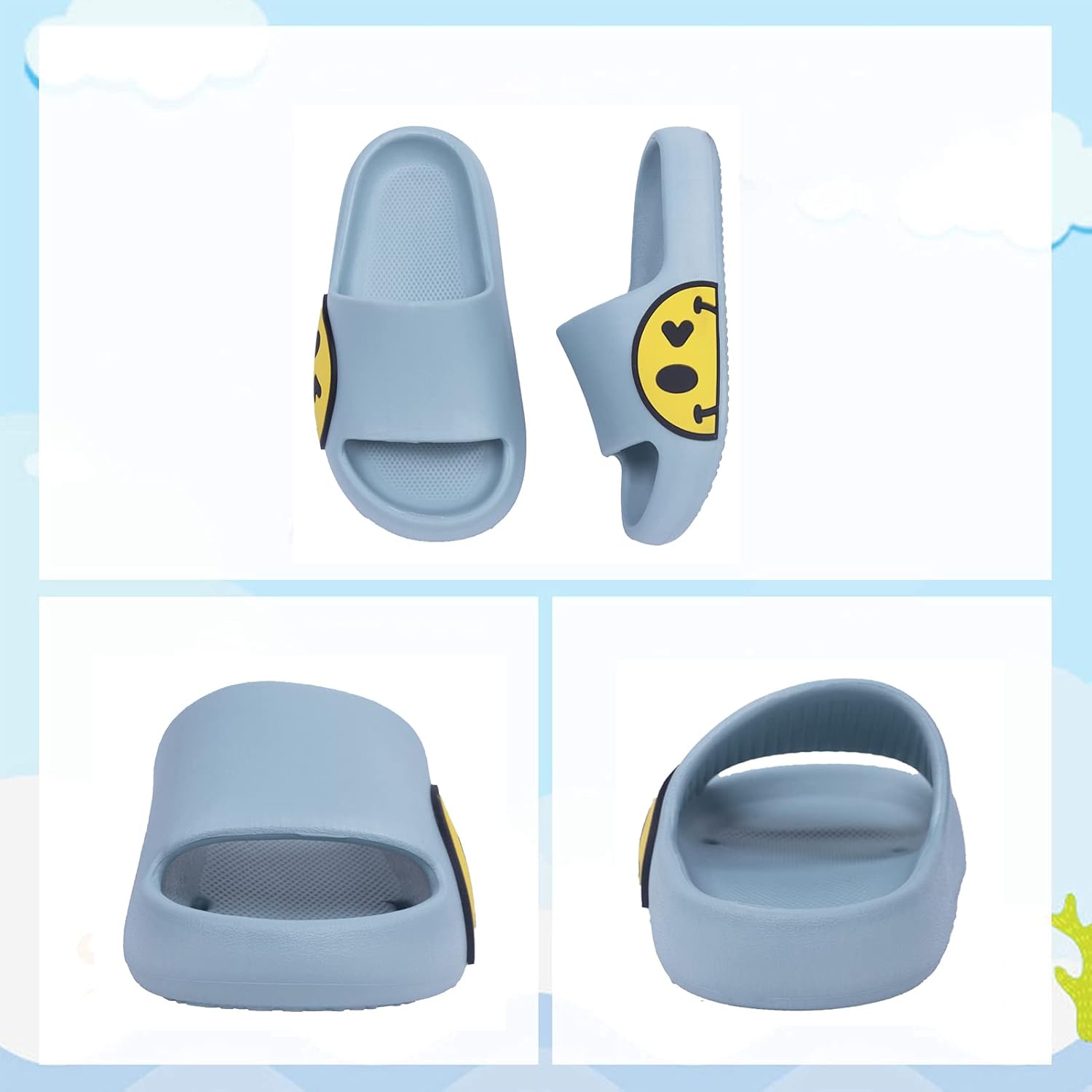 Детские слайдеры Guyarns Big Kids Cloud, нескользящие летние пляжные и бассейные сандалии для мальчиков и девочек, сандалии с мультяшным принтом для малышей, домашние и уличные тапочки, обувь для душа, синий — фото 2