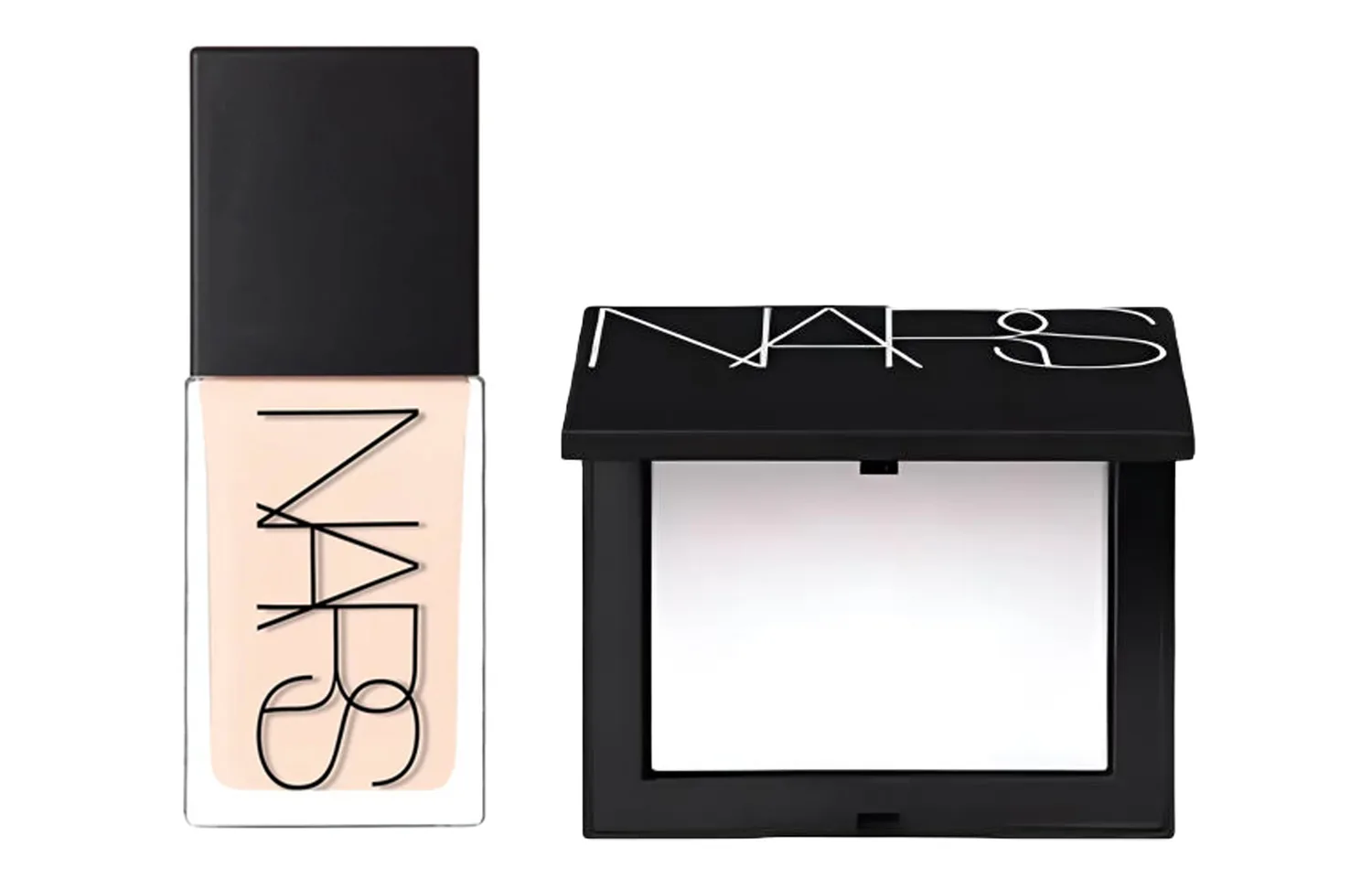 NARS Набор топовой тональной основы из двух предметов: легко растушевывается, стойкая, маскирующая, фиксирующая, 10 г + 30 мл, подарок на день рождения, Two-Piece Set: Radiant Skin Liquid Foundation L1 30ml+Classic Big White Powder Compact 10g
