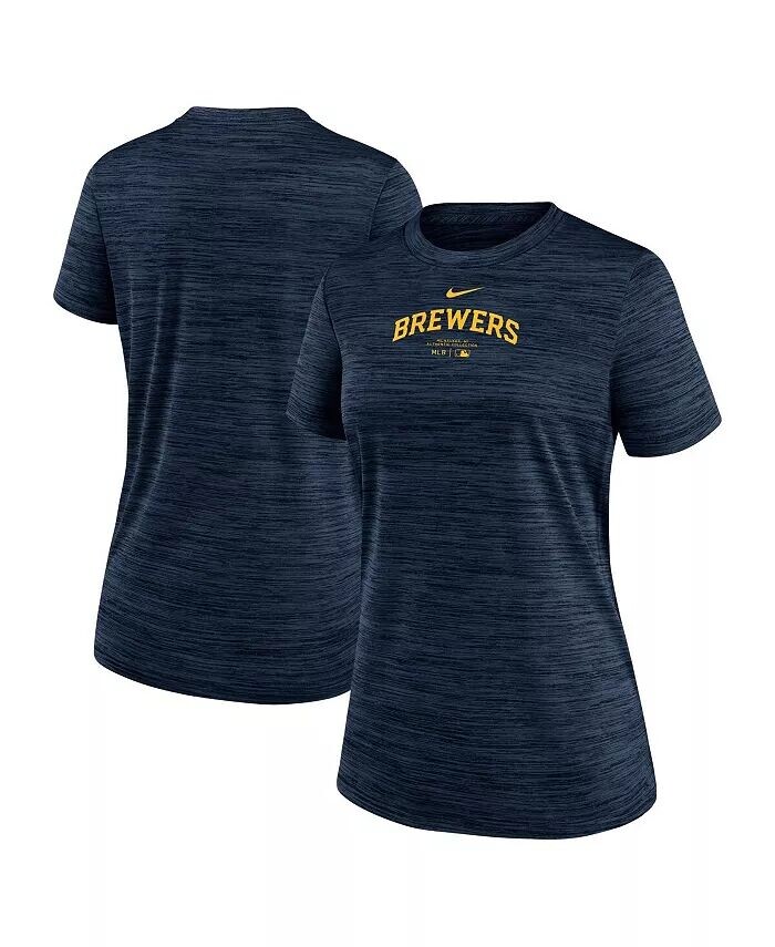 

Женская темно-синяя футболка Milwaukee Brewers Authentic Collection Velocity Performance Nike