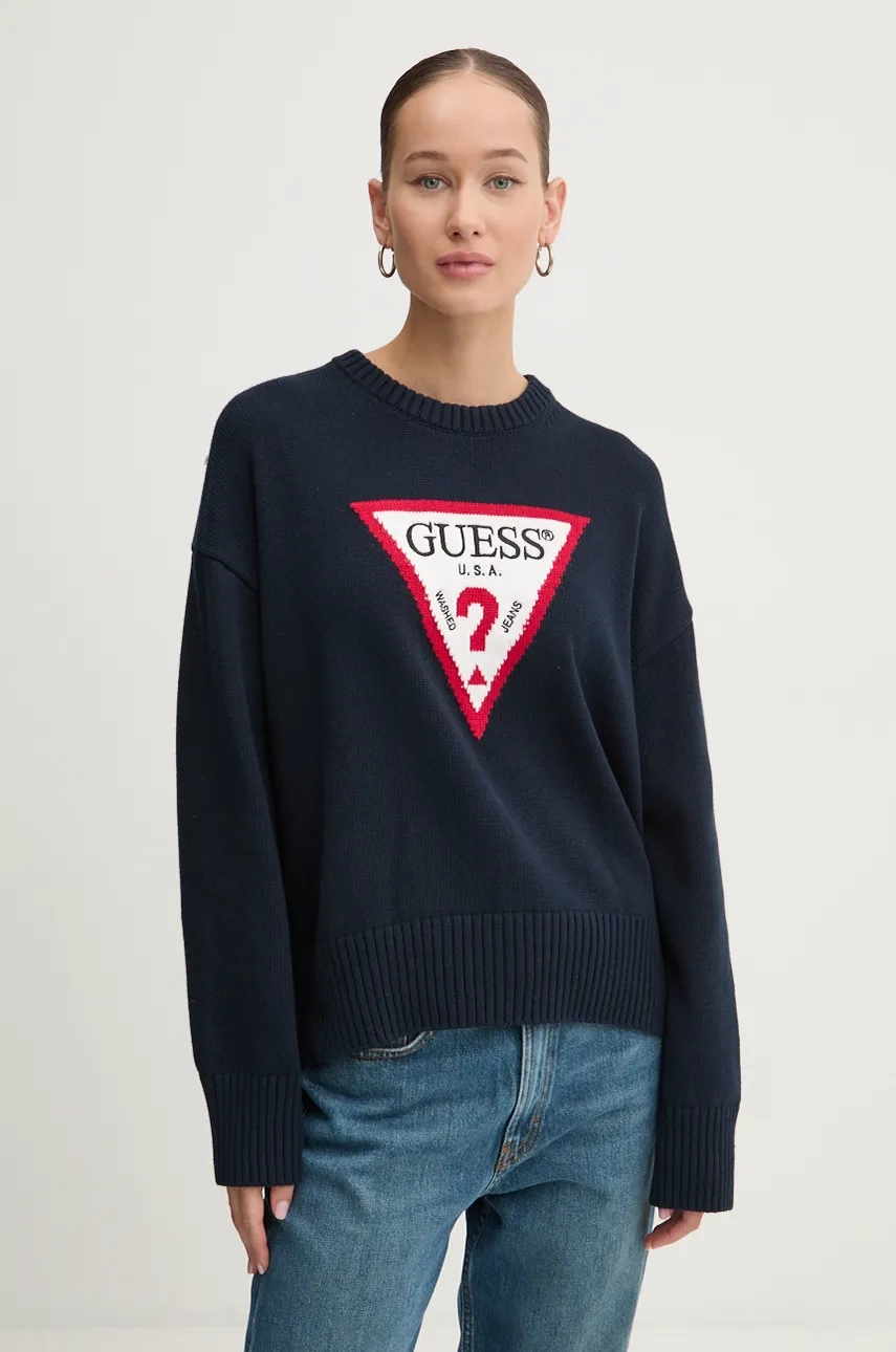 

Хлопковый свитер Guess Jeans, темно-синий