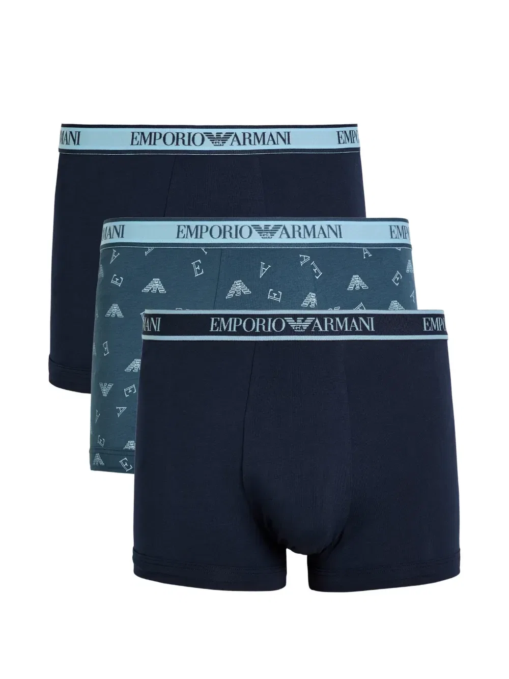 Комплект из трех боксеров с логотипом EMPORIO ARMANI, синий