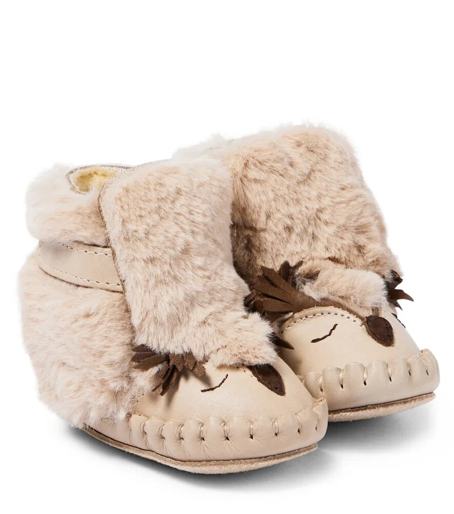 Детские кожаные пинетки Baby Kapi Owl Donsje, бежевый