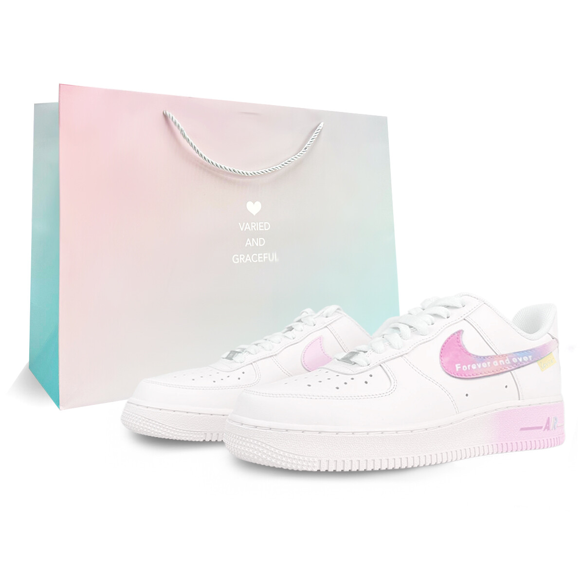

Air Force 1 Скейтборд Кроссовки Мужские Низкие розовый Nike, белый