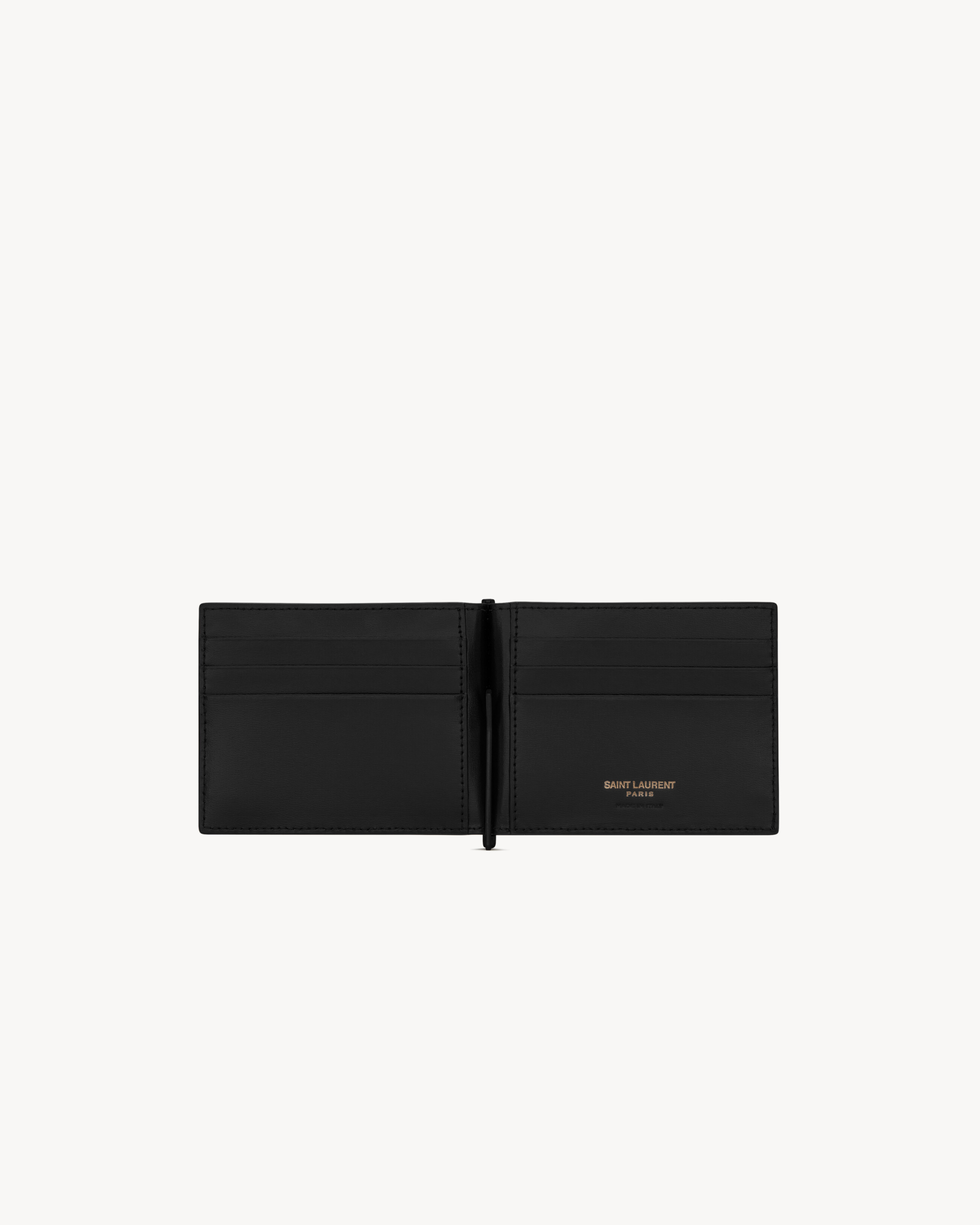 Кошелек с зажимом для купюр TINY CASSANDRE из матовой кожи Saint Laurent, черный — фото 4