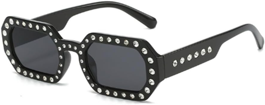 

Маленькие восьмиугольные солнцезащитные очки с кристаллами для женщин и мужчин, винтажные солнцезащитные очки со стразами, женские солнцезащитные очки UV400 HDUBFY, C1 Black White Crys