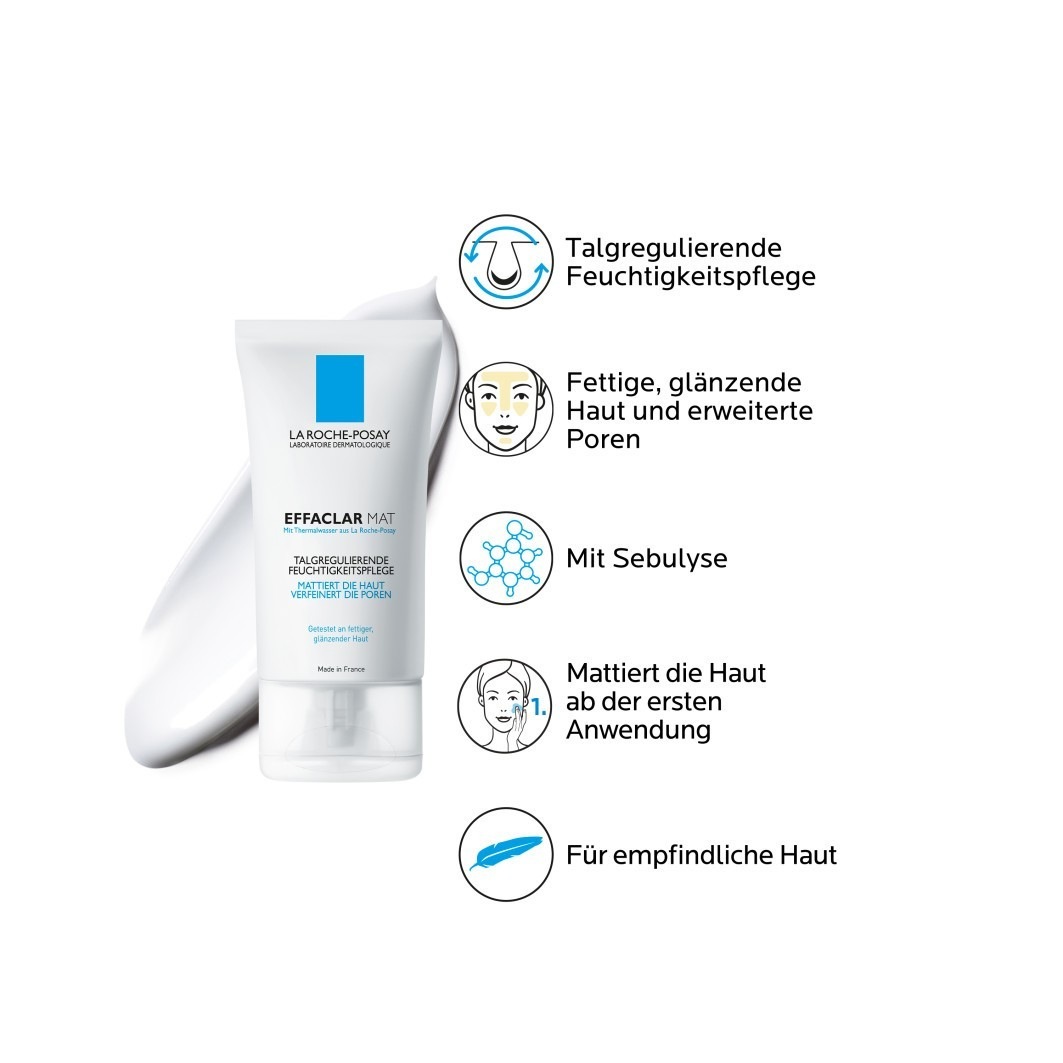 Мицеллярная вода La Roche-Posay — Дневной effaclar mat: mattierende und porenverfeinernde feuchtigkeitspflege für fettige, 40 мл — фото 2