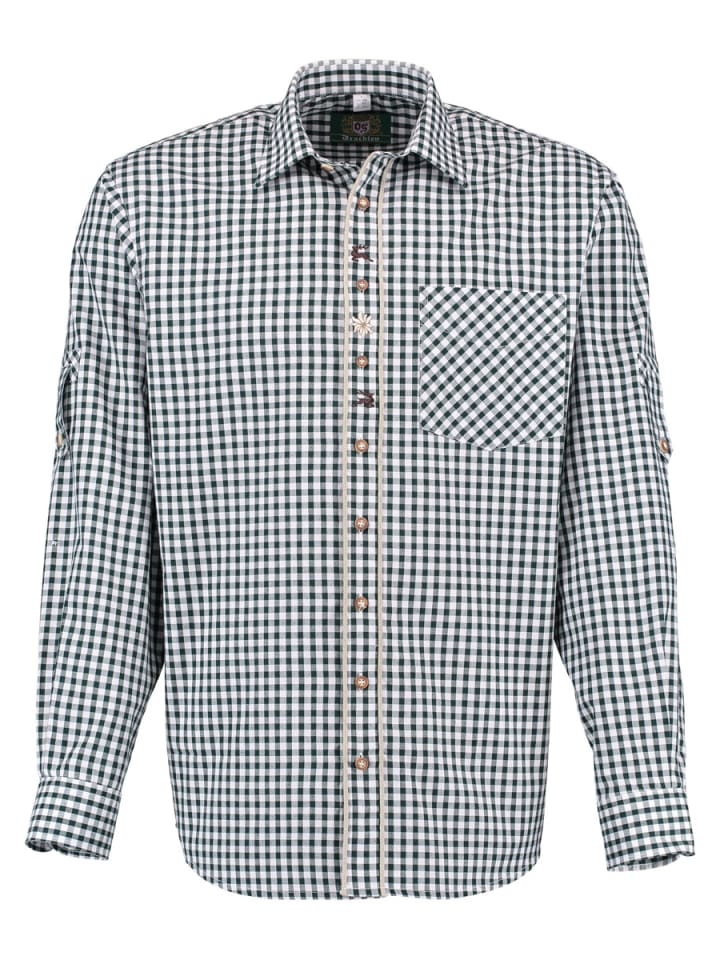 

Традиционная рубашка Лати темно-зеленого цвета OS-Trachten