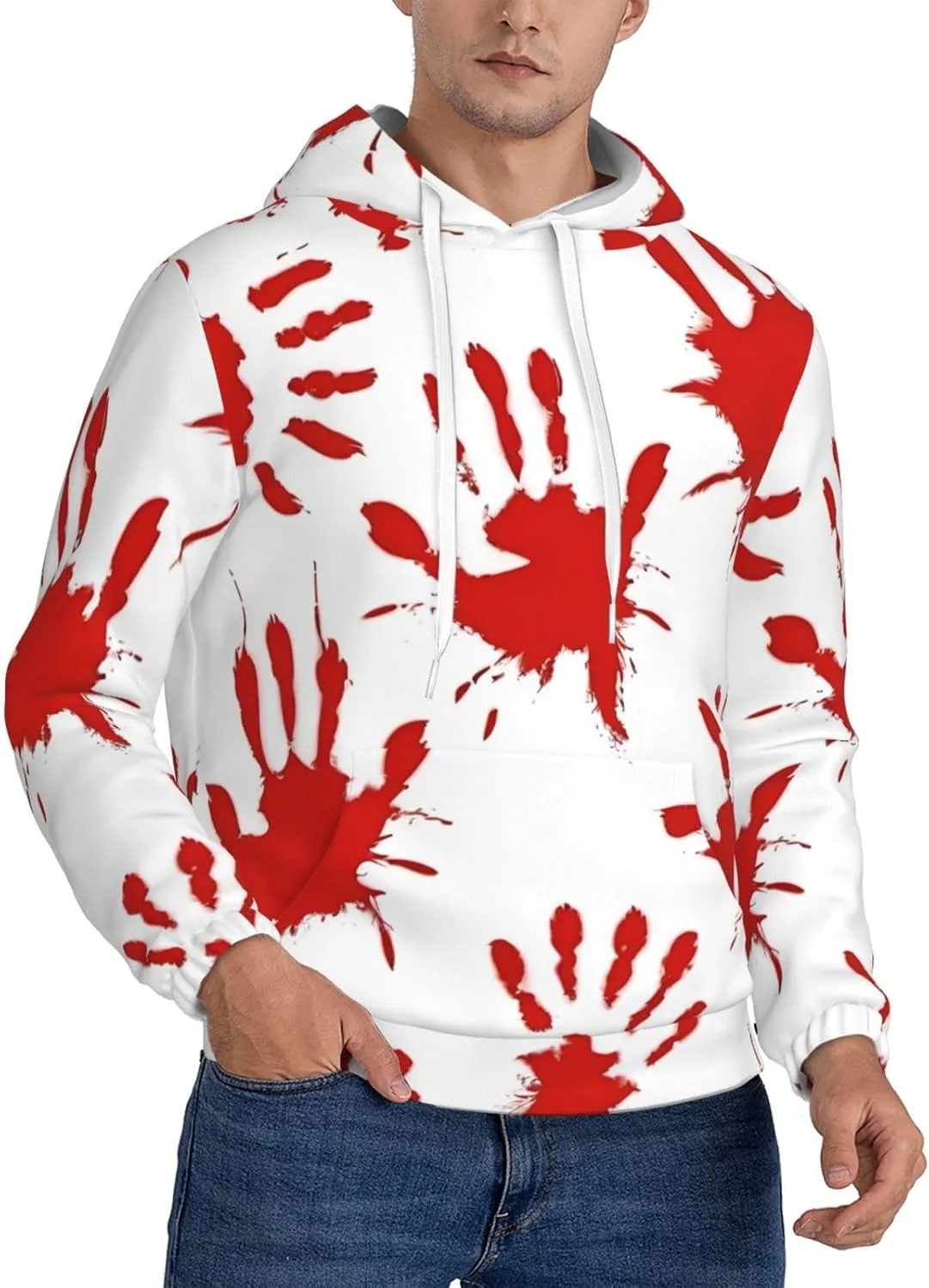 

Толстовка с капюшоном мужская Bloody Handprints, утепленная флисом Sherpa, с передним карманом DRTGEDS