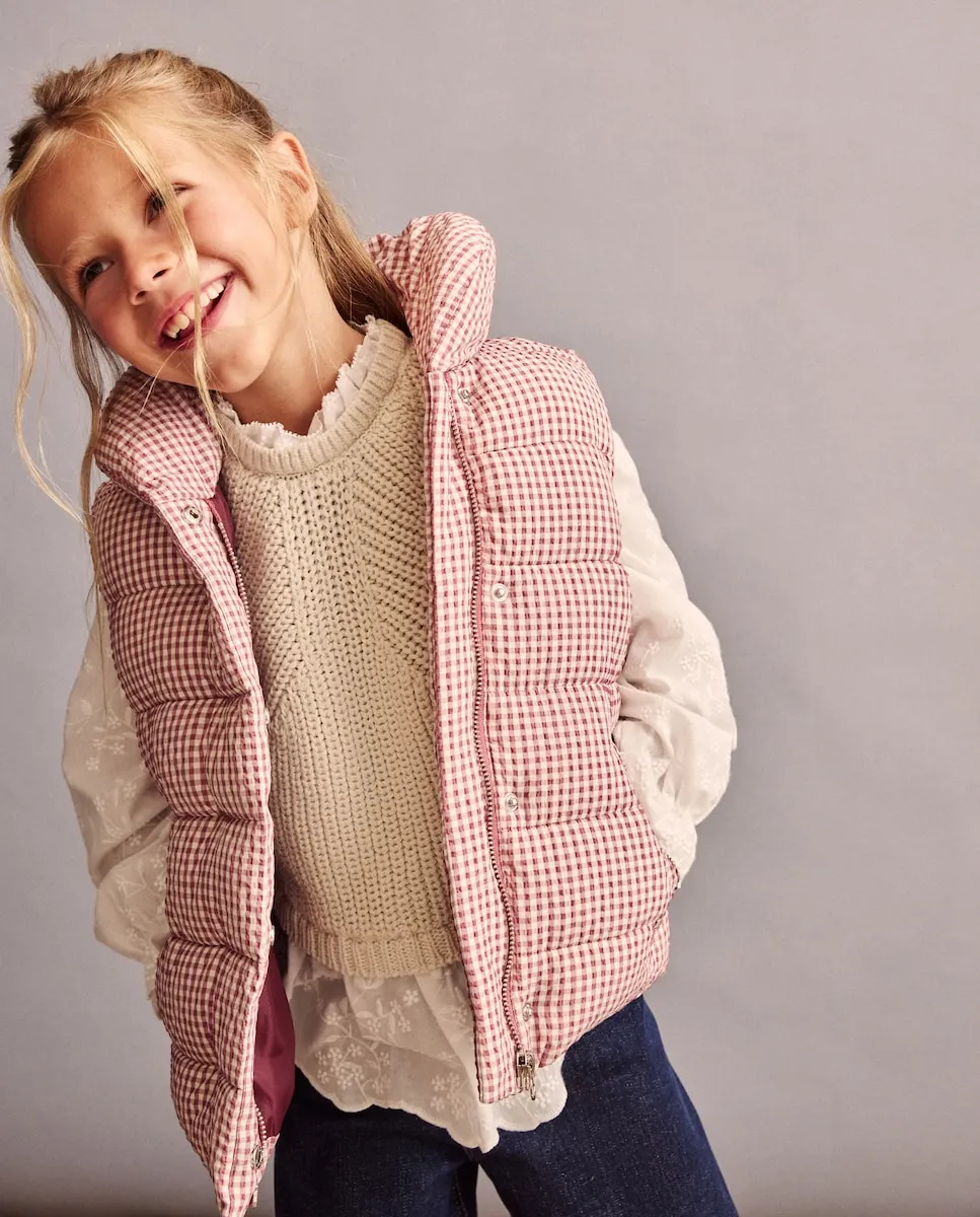 

Жилет с фантазийным воротником в клетку виши для девочки Coconut El Corte Inglés, красный