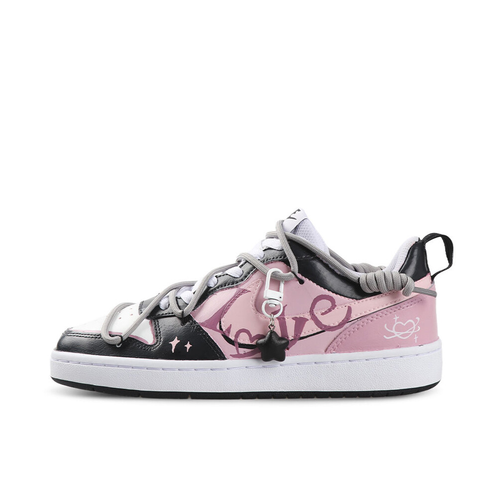 

Кроссовки Nike Court Borough Skateboard Shoes Women's Low-Top Black Pink, розовый