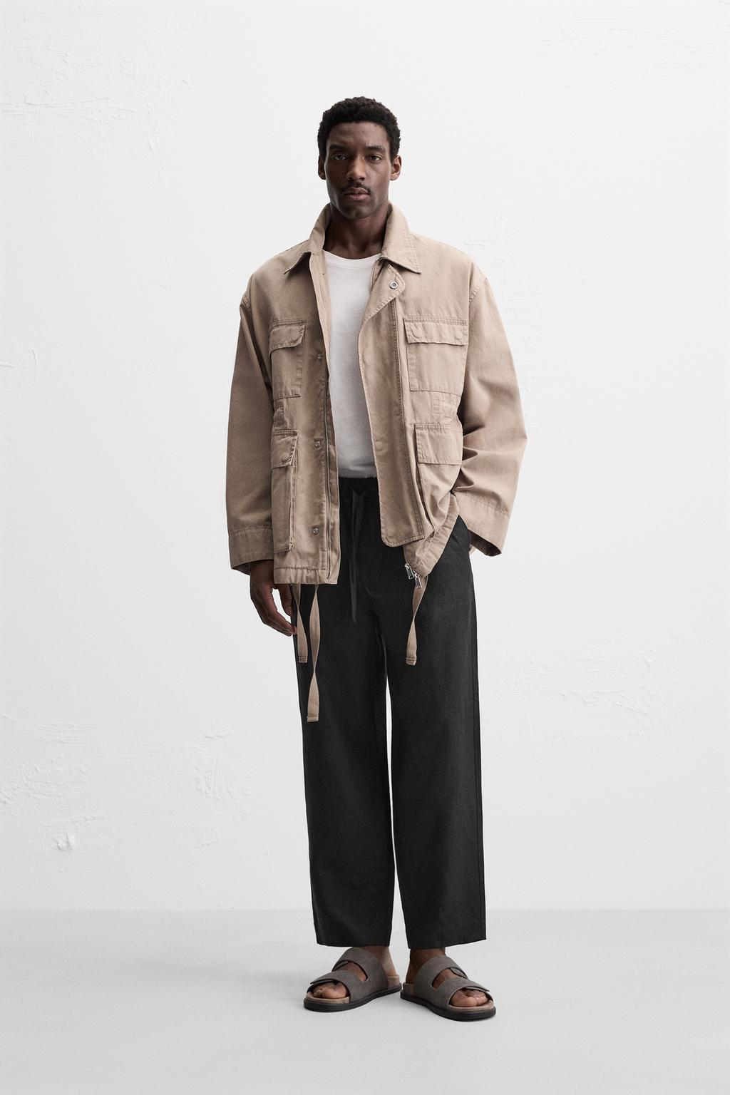 

Брюки из 100% льна ZARA, черный