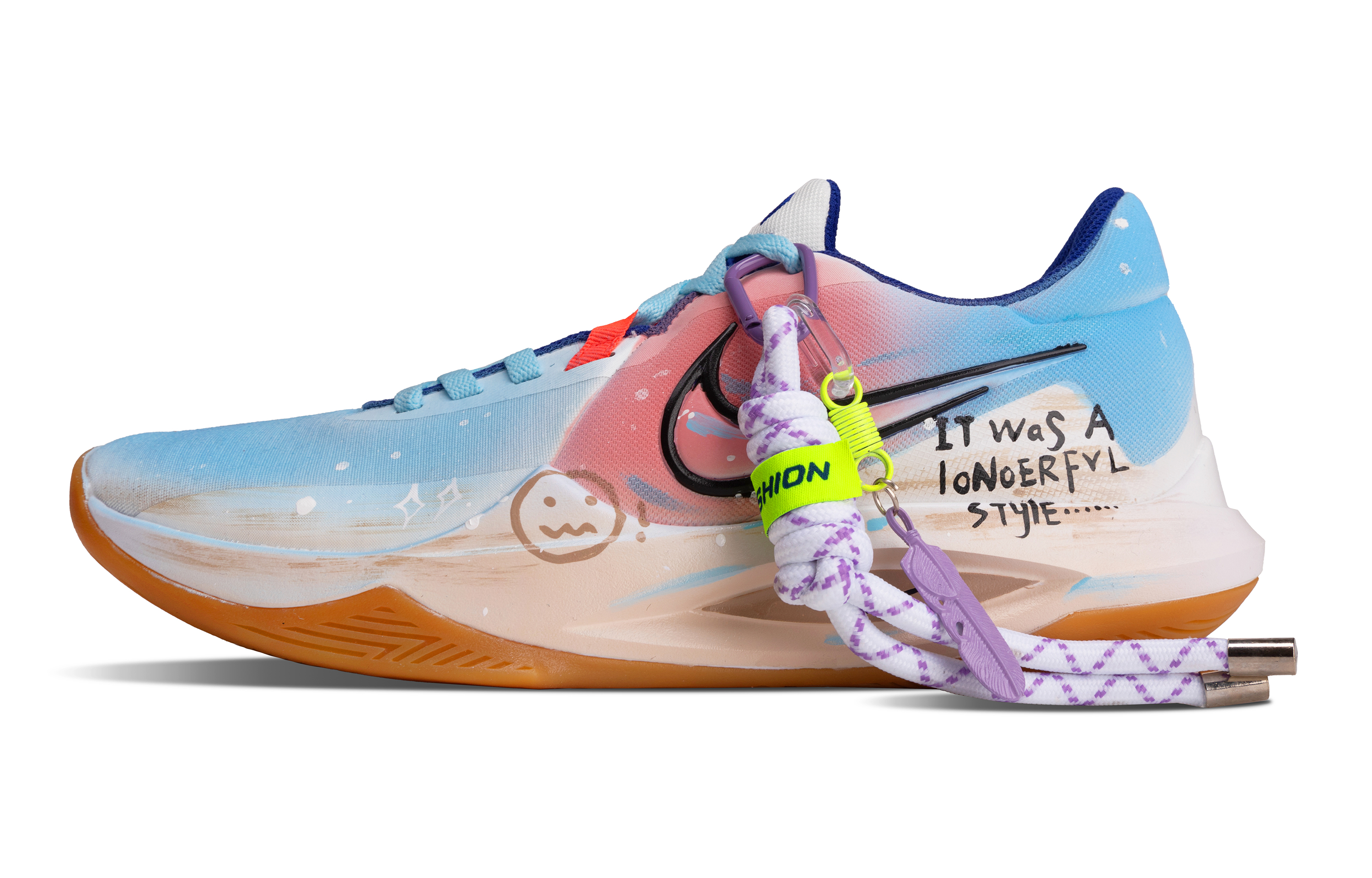 

Nike Баскетбольные кроссовки Precision 6 Desert Fragrance с противоскользящим покрытием, износостойкие, низкие, мужские, розово-синие