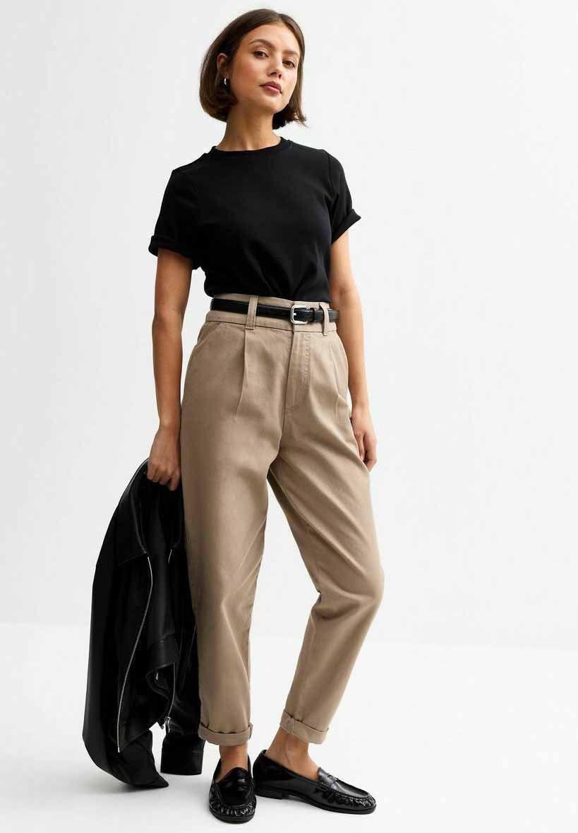 

Чиносы BELTED TAPERED New Look, бежевый
