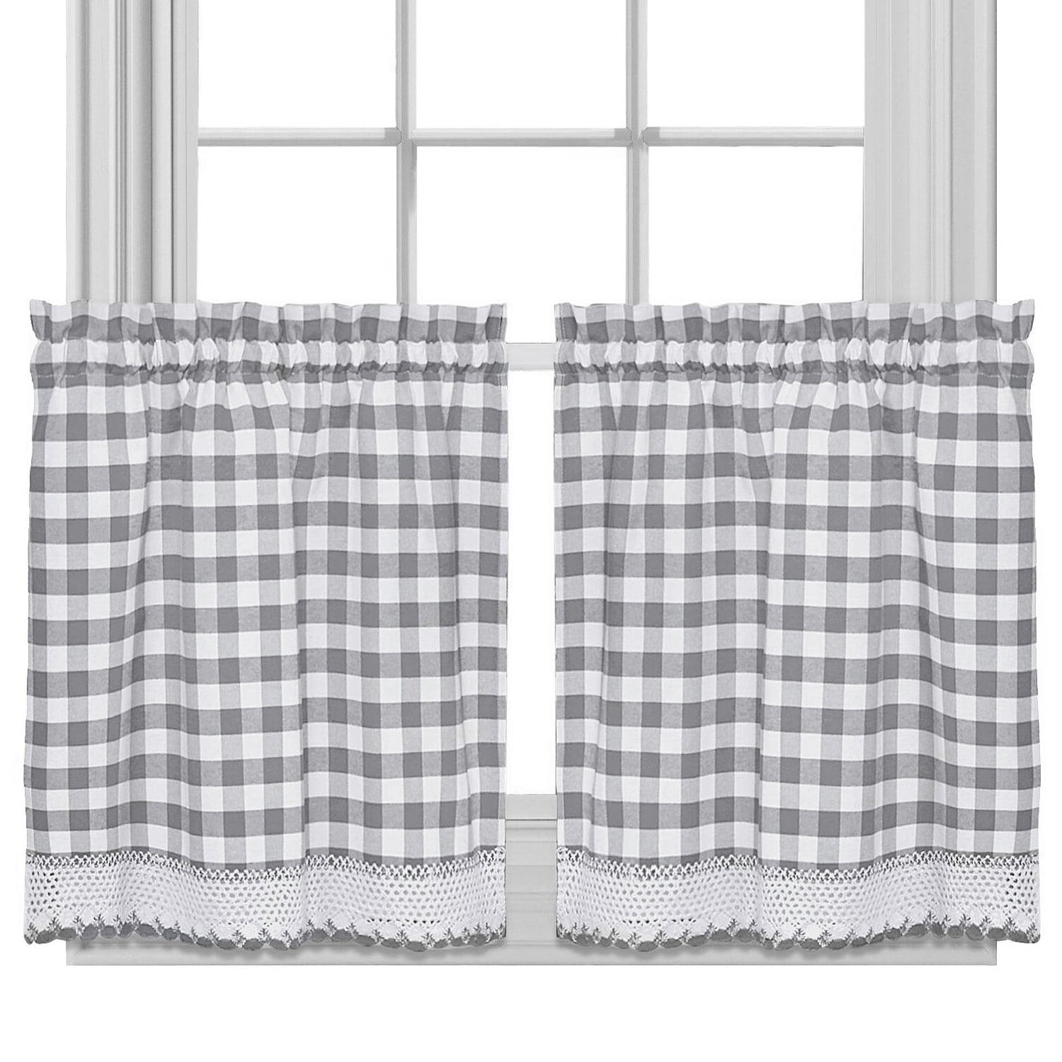 

Кухонные шторы в клетку Buffalo Check 36 x 58 дюймов, серый