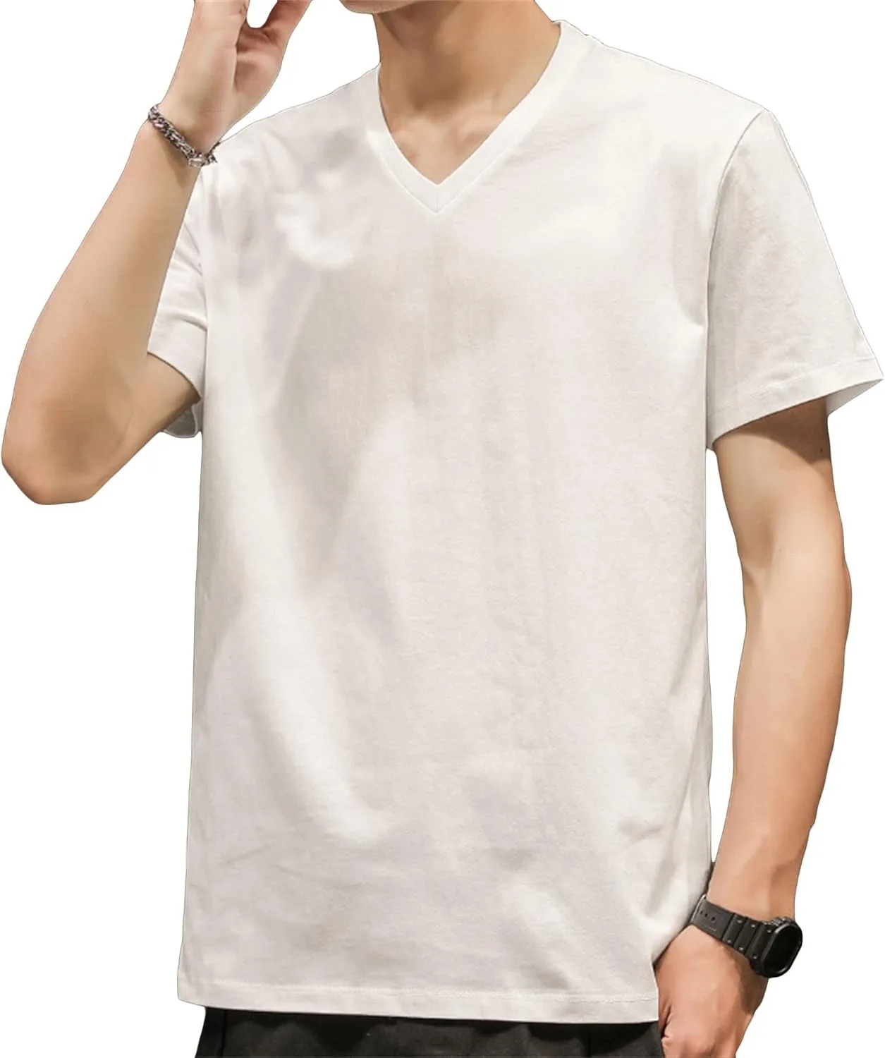 

Мужская футболка с V-образным вырезом, свободный крой, хлопок Gsywaipei