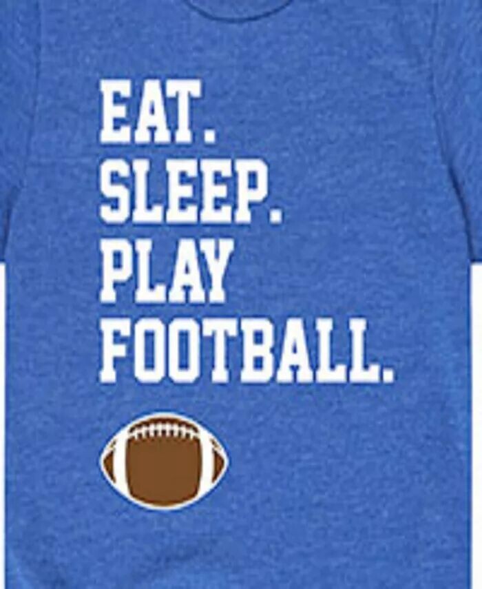 Футболка с графическим принтом Big Boys Eat Sleep Play Football Hybrid, синий — фото 3