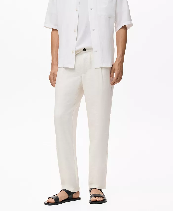 

Мужские прямые брюки со складками Mango, белый