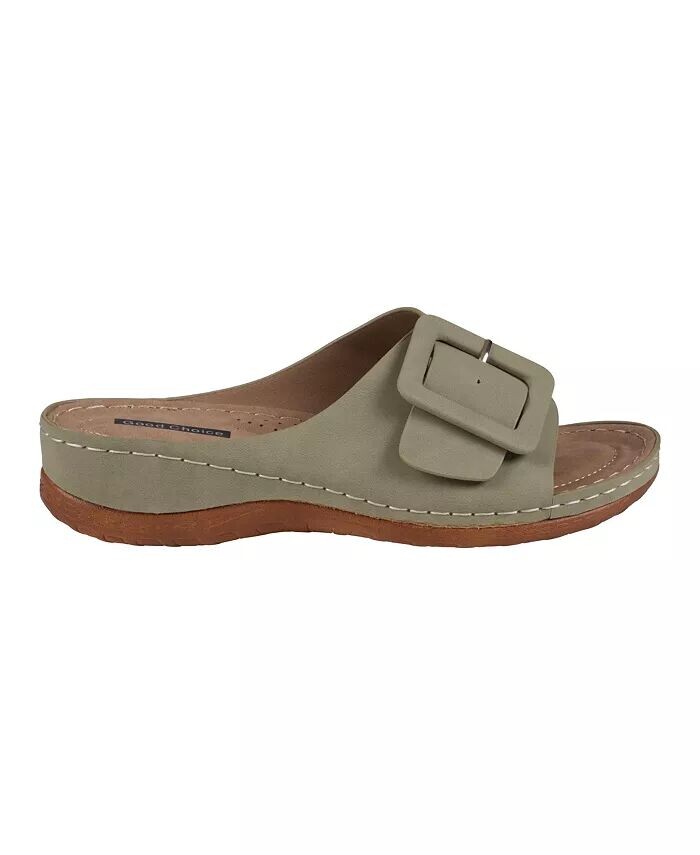 Женские сандалии на плоской подошве с пряжкой Hamden Comfort GC Shoes, зеленый — фото 2